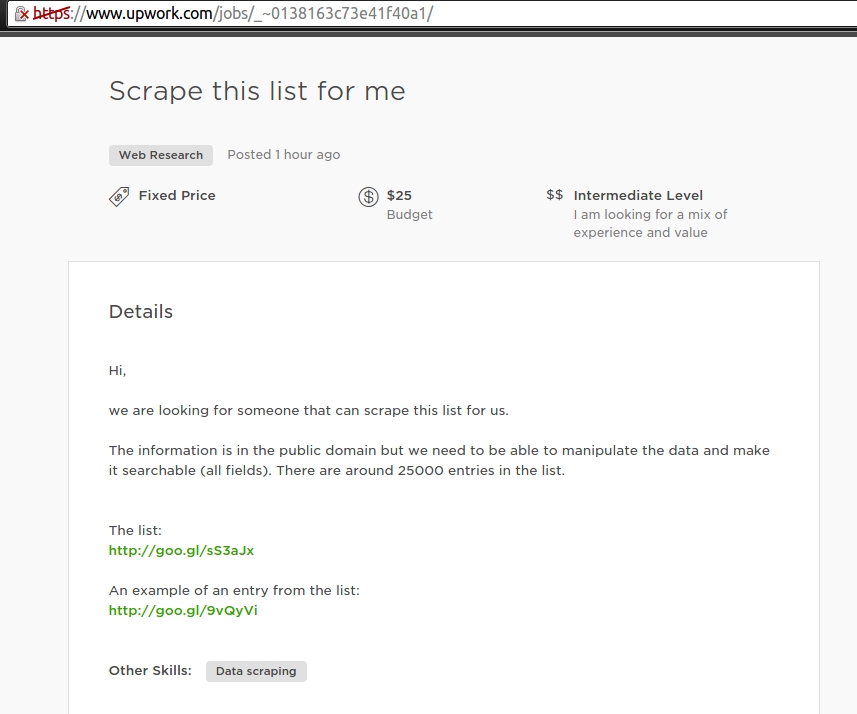 Make UpWork job for fun and free ) Parsing or  Scraping ·  Scraping
