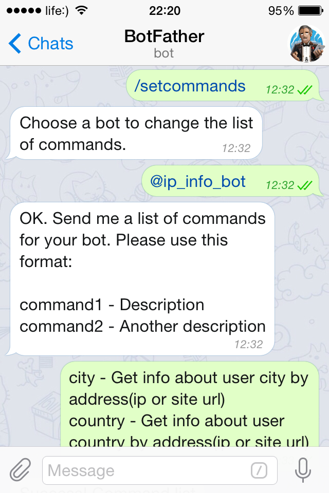 Add comands for Telegram bot
